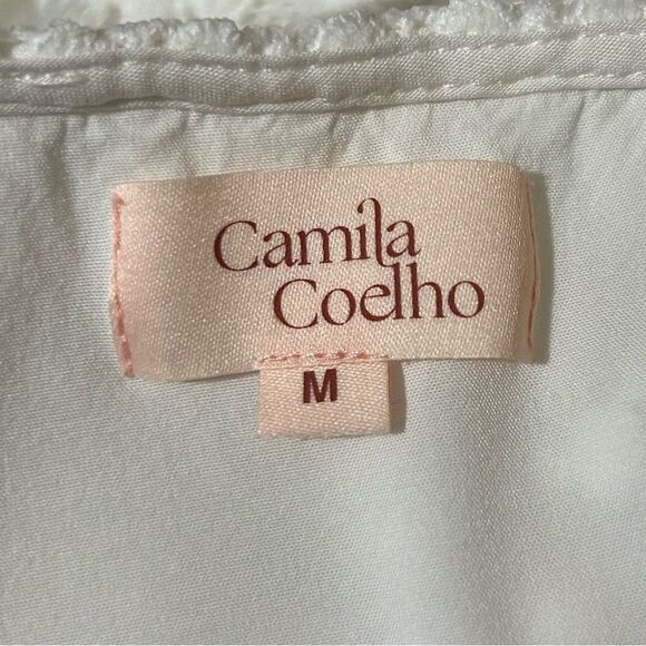 Camila Coehlo Dress Solaris White Crochet Lace Preppy Travel Resort Midi M - Picture 6 of 10